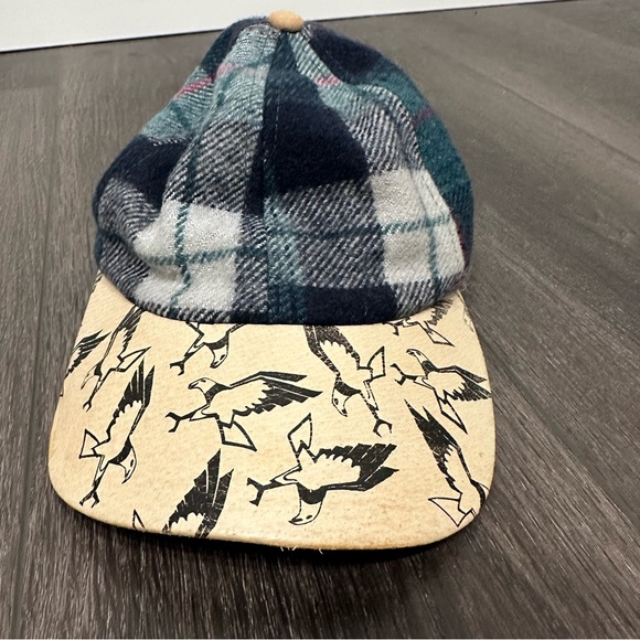 VTG Plaid and Bird Print Cap,adjustable,wool,grandpa - Picture 1 of 11